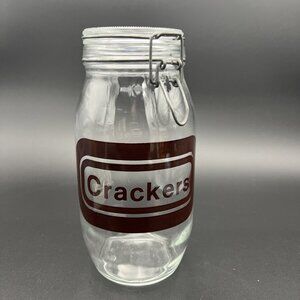 Large Vintage France Glass Crackers Jar Bail Lid 2L Retro Brown No Gasket